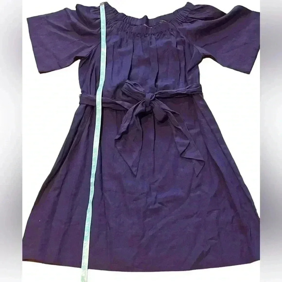 Banana Republic off shoulder short sleeve linen navy mini with belt. Small. NWT - Picture 8 of 8